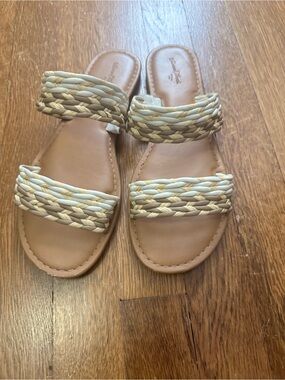 Braided Two-Strap Slide Sandals